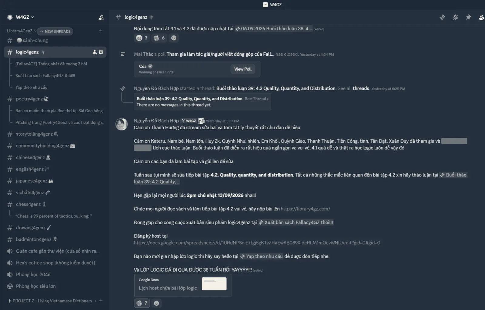 Kênh thư viện trên Discord W4GZ.