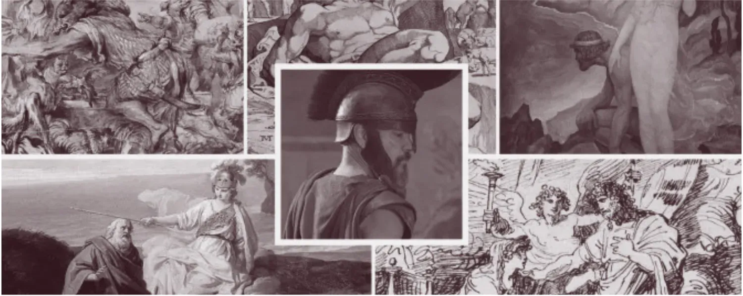 Sử thi và thần thoại trải khắp các nền văn minh: bản chép tay Iliad/Odyssey và bình gốm Hy Lạp vẽ cảnh sử thi; bảng đất sét sử thi Gilgamesh (Lưỡng Hà); phù điêu Mahabharata–Ramayana (Ấn Độ); tranh thần thoại Bắc Âu, Tây Phi, bản địa châu Mỹ… Mọi nền văn hóa đều dựng mình quanh những câu chuyện lớn.
